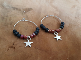 Oorbellen "Stars & Beads" Zilver