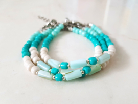 Schelp Armband "Shells & Beads" Turquoise