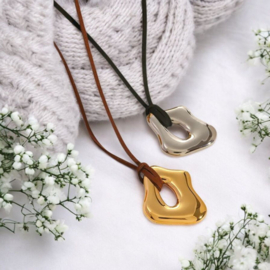 Verstelbare Koord Ketting met Stainless Steel Hanger "Irregular Shape" Zilver