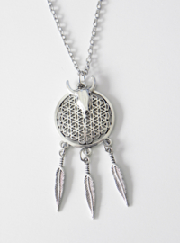 Boho Ketting "Dreamcatcher With Bull Skull"