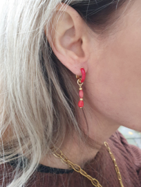 Edelsteen Oorbellen "Red Coral Hoops"