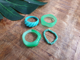 Ringen Set "All Green" 4 Stuks