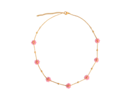 Roze Bloemen Ketting "Pink Flowers" Stainless Steel