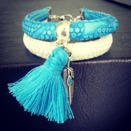 Ibiza Armband "Blue & Ivory Grey"