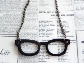 Bril Ketting "Nerd Glasses" zwart