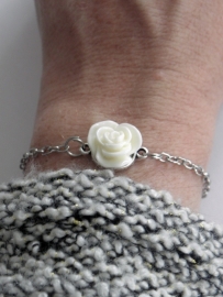 Armband "Cream Flower" Zilverkleur