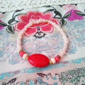 Kralen Armband "Stone Love" Rood