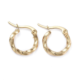 Kleine Oorringen "Twisted And Textured Hoops" Stainless Steel