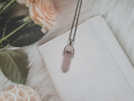 Steen / Glas Ketting "Rose Quartz" Rozenkwarts