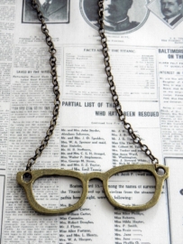 Bril Ketting "Nerd Glasses" Goudkleurig