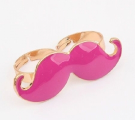 Snor Ring "Double Pink Mustache"