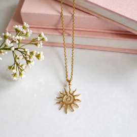 Ketting met Zon Hanger "Golden Sun Spiral" Stainless Steel | Zilver of Goud