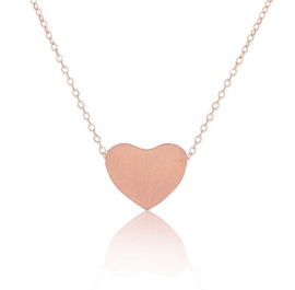 Ketting Met Hartje "Tiny Heart" Silver Plated, Gold Plated of Rose Gold Plated Stainless Steel