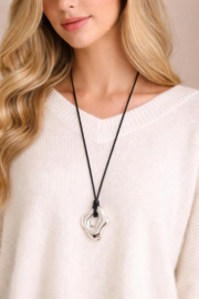 Verstelbare Koord Ketting met Stainless Steel Hanger "Irregular Shape" Zilver