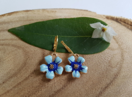 Bloem oorbellen "Blue Flower"