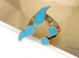 Snor Ring "Mustached Face" Blauw