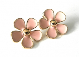 Oorbellen "Light Pink Enamel Daisy"