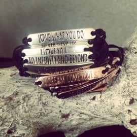 Tekst Armband "Quote" In Zilver of Rose Goud
