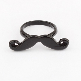Snor Ring "Black Delicate Mustache"