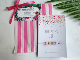 Juf Cadeautje "Candy Colored Love" Keuze uit 2 kaartjes