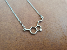 Molecuul Ketting "Serotonine" Stainless Steel - Zilver of Goud