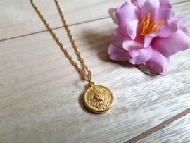 Leeuw Ketting "Lion Coin On Rope Chain" Goud