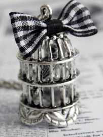 Vogelkooi Ketting "Vintage Silver Birdcage"