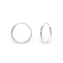 Oorbellen "Small Round Hoop" 925 Sterling Zilver 8mm of 12mm