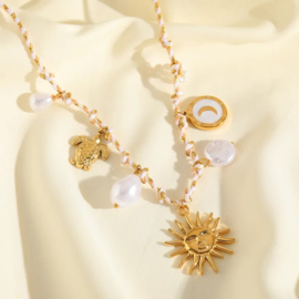 Bedelketting van Koord "The Summer Is Magic" Stainless Steel