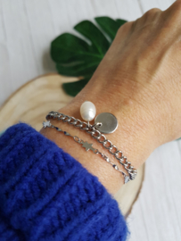 Schakel Armband "Pearly Coin" Stainless Steel