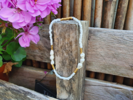 Schelpen Enkelbandje "White & Gold With Seashells"