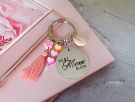 Sleutelhanger "Best Mom Ever" Met Of Zonder Kaartje