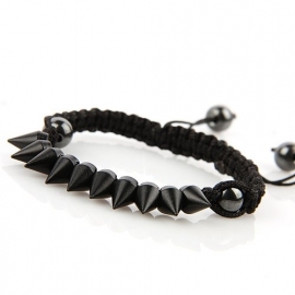 Gevlochten Armband "Black Spikes"