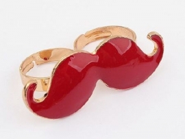 Snor Ring "Double Red Mustache"