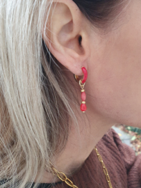 Edelsteen Oorbellen "Red Coral Hoops"