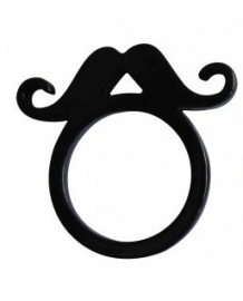 Snor Ring "Black Curly Mustache"