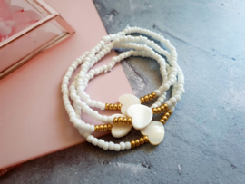 Kralen Armband "White Shell Heart"