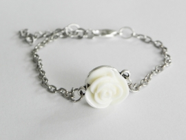 Armband "Cream Flower" Zilverkleur