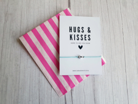 Wish Armband Met Kaartje "Hugs & Kisses" Keuze uit veel kleuren