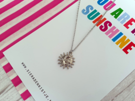 Ketting Met Kaartje "You Are My Sunshine" Zilver Of Goud