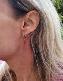 Oorbellen "Coral Red Hoops"