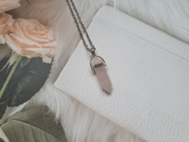 Steen / Glas Ketting "Rose Quartz" Rozenkwarts