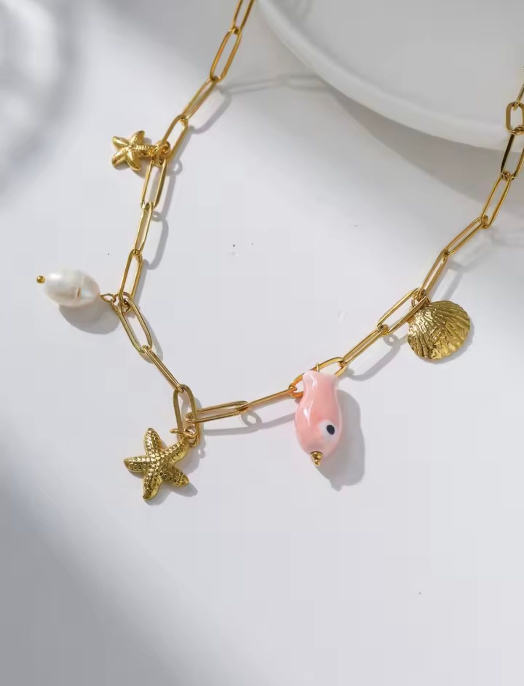 Bedel Ketting Met Zee Thema "Staring At The Ocean" Stainless Steel