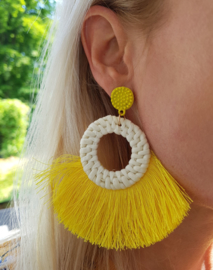 Rotan Oorbellen "Hello Sunshine" Geel