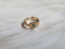 Gouden Ring "Tiny Blue Stone" Stainless Steel