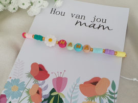 Moederdag Armband Met Kaartje "Colourful Mama"