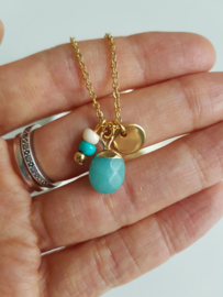 Turquoise Edelsteen Ketting "Precious Amazonite Stone" Stainless Steel