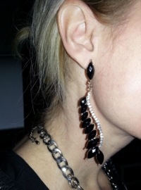 Statement Oorbellen "Black Drops & Diamonds"