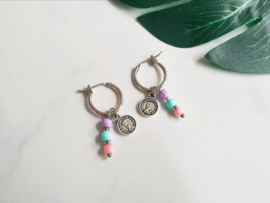 Pastel Oorbellen "Candy Colors & Coins"