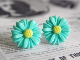 Oorstekers "Turquoise Daisy"